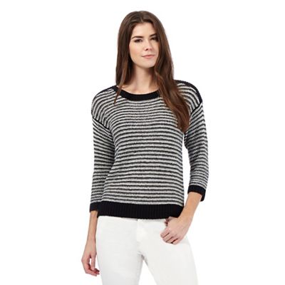 Principles by Ben de Lisi Navy and white textured striped jumper